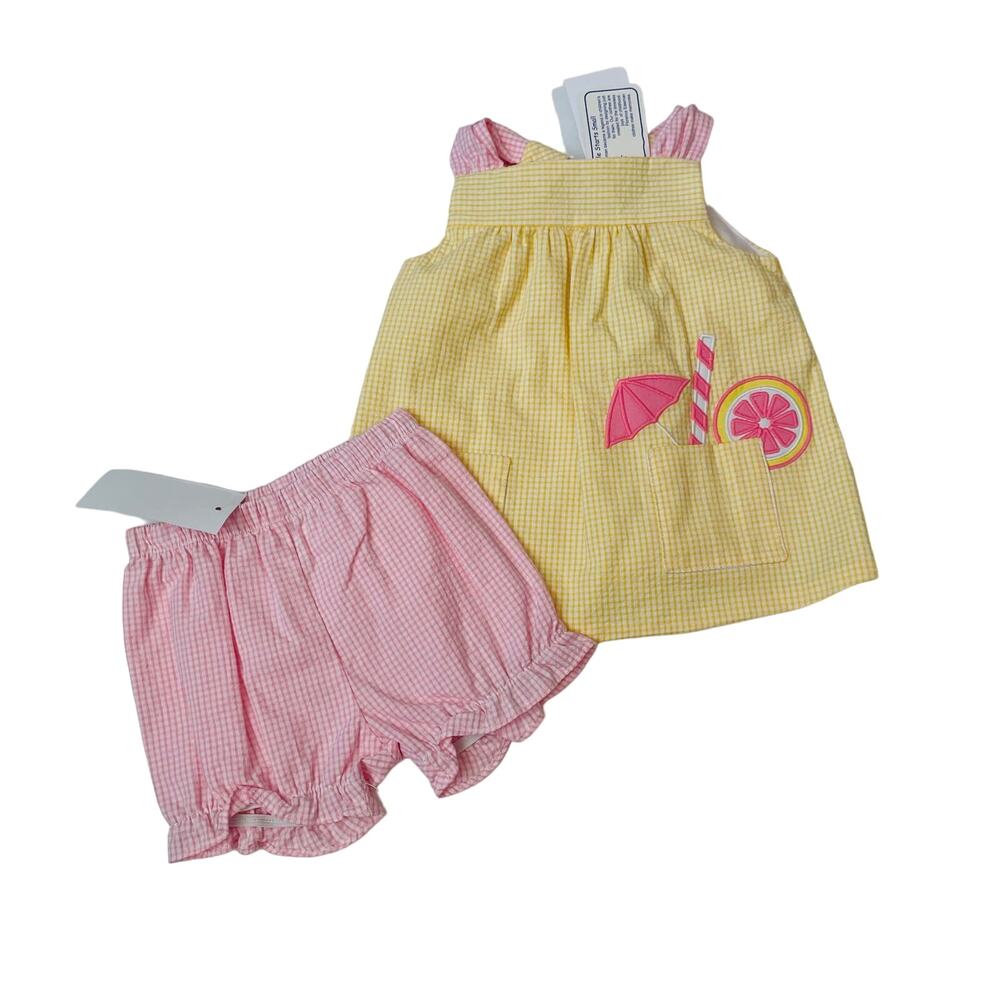 NWT Florence Eiseman Size 9M Seersucker Dress & Bloomer with Lemonade
